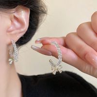 Elegant Simple Style Bow Knot Alloy Plating Artificial Crystal Rhinestones Women's Drop Earrings 1 Pair main image 2
