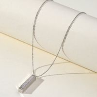 Copper Simple Style Classic Style Rectangle Inlay Rhinestones Pendant Necklace main image 1