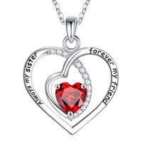 Sterling Silver Elegant Classic Style Heart Shape Solid Color Inlay Zircon Pendant Necklace sku image 1