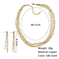 Cobre Chapados en oro de 18k Elegante Glamour Geométrico Con Cuentas Embutido Perlas Artificiales Aretes Collar main image 2
