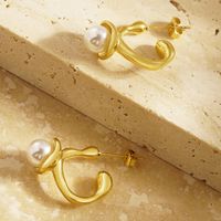 1 Pair Elegant Classical Simple Style Pearl Plating Inlay 304 Stainless Steel Artificial Pearls 18K Gold Plated Ear Studs main image 7