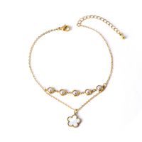 Simple Style Heart Shape Flower Butterfly 304 Stainless Steel Artificial Pearls Glass Stone Shell 18K Gold Plated Women's Anklet main image 1