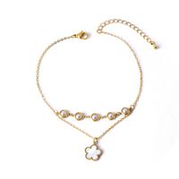 Simple Style Heart Shape Flower Butterfly 304 Stainless Steel Artificial Pearls Glass Stone Shell 18K Gold Plated Women's Anklet main image 5