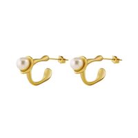 1 Pair Elegant Classical Simple Style Pearl Plating Inlay 304 Stainless Steel Artificial Pearls 18K Gold Plated Ear Studs sku image 2