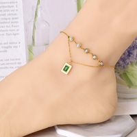 Simple Style Heart Shape Flower Butterfly 304 Stainless Steel Artificial Pearls Glass Stone Shell 18K Gold Plated Women's Anklet sku image 5