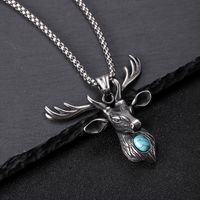 304 Stainless Steel Hip-Hop Punk Scissors COMD Hammer Turquoise Glass Stone Pendant Necklace sku image 7