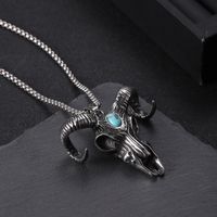 304 Stainless Steel Hip-Hop Punk Scissors COMD Hammer Turquoise Glass Stone Pendant Necklace sku image 10
