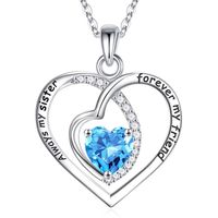 Sterling Silver Elegant Classic Style Heart Shape Solid Color Inlay Zircon Pendant Necklace sku image 3