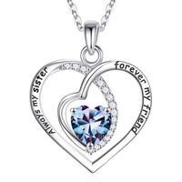 Sterling Silver Elegant Classic Style Heart Shape Solid Color Inlay Zircon Pendant Necklace sku image 6