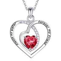 Sterling Silver Elegant Classic Style Heart Shape Solid Color Inlay Zircon Pendant Necklace sku image 7