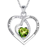 Sterling Silver Elegant Classic Style Heart Shape Solid Color Inlay Zircon Pendant Necklace sku image 8