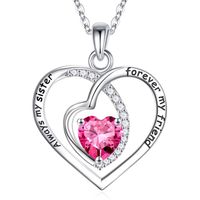 Sterling Silver Elegant Classic Style Heart Shape Solid Color Inlay Zircon Pendant Necklace sku image 10