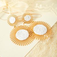 1 Pair Simple Style Classic Style Color Block Patchwork Three-dimensional 304 Stainless Steel Raffia 14K Gold Plated Drop Earrings main image 6