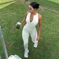 Women's Fitness Gym Yoga Simple Style Sports Solid Color Full Length Jumpsuits main image 4