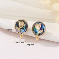 1 Pair Simple Style Geometric Plating Inlay Copper Malachite Turquoise Shell Ear Studs sku image 1
