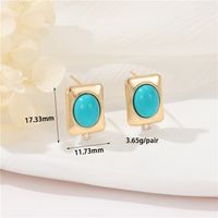1 Pair Simple Style Geometric Plating Inlay Copper Malachite Turquoise Shell Ear Studs sku image 4