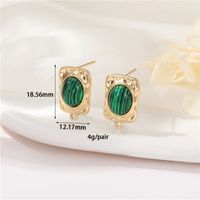 1 Pair Simple Style Geometric Plating Inlay Copper Malachite Turquoise Shell Ear Studs sku image 3