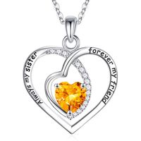 Sterling Silver Elegant Classic Style Heart Shape Solid Color Inlay Zircon Pendant Necklace sku image 12