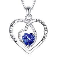 Sterling Silver Elegant Classic Style Heart Shape Solid Color Inlay Zircon Pendant Necklace sku image 13
