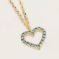 Sterling Silver Simple Style Heart Shape Plating Inlay Zircon Pendant Necklace sku image 3
