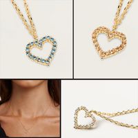 Sterling Silver Simple Style Heart Shape Plating Inlay Zircon Pendant Necklace main image 1