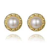 1 Paire Style IG Traverser Placage Incruster Le Cuivre Perles Artificielles Zircon Des Boucles D'Oreilles sku image 1