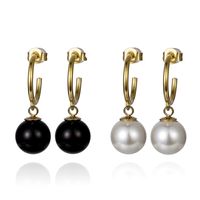 1 Pair Simple Style Geometric Inlay Copper Artificial Pearls Agate 14K Gold Plated Drop Earrings main image 1