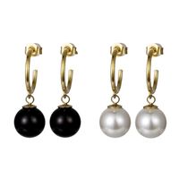1 Paar Einfacher Stil Geometrisch Inlay Kupfer Künstliche Perlen Achat 14 Karat Vergoldet Tropfenohrringe main image 4