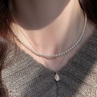 IG Style Geometric Imitation Pearl Titanium Steel Beaded Plating Women's Necklace main image 5