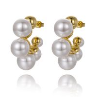 1 Paire Style IG Traverser Placage Incruster Le Cuivre Perles Artificielles Zircon Des Boucles D'Oreilles sku image 5