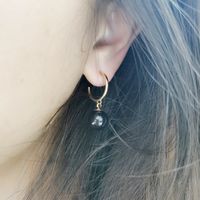 1 Paire Style Simple Géométrique Incruster Le Cuivre Perles Artificielles Agate Plaqué Or 14K Boucles D'oreilles main image 3