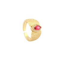 Wholesale Vintage Style Commute Round Eye Copper Plating Inlay 18K Gold Plated Zircon Open Rings main image 10