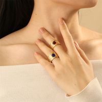 Wholesale Vintage Style Commute Round Eye Copper Plating Inlay 18K Gold Plated Zircon Open Rings main image 4