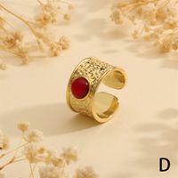 Wholesale Vintage Style Commute Round Eye Copper Plating Inlay 18K Gold Plated Zircon Open Rings sku image 2