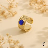 Wholesale Vintage Style Commute Round Eye Copper Plating Inlay 18K Gold Plated Zircon Open Rings sku image 1