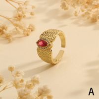 Wholesale Vintage Style Commute Round Eye Copper Plating Inlay 18K Gold Plated Zircon Open Rings sku image 3