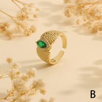 Wholesale Vintage Style Commute Round Eye Copper Plating Inlay 18K Gold Plated Zircon Open Rings sku image 4