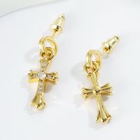 1 Pair IG Style Cross Plating Inlay Copper Artificial Pearls Zircon Earrings main image 3