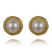 1 Paire Style IG Traverser Placage Incruster Le Cuivre Perles Artificielles Zircon Des Boucles D'Oreilles sku image 2