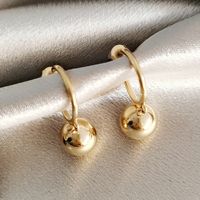 1 Paire Style Simple Géométrique Incruster Le Cuivre Perles Artificielles Agate Plaqué Or 14K Boucles D'oreilles sku image 3