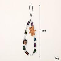 Sweet Bear Heart Shape Bow Knot Beaded Beaded Mobile Phone Chain main image 2