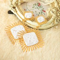 1 Pair Ethnic Style Beach Square Irregular Plating 304 Stainless Steel Raffia Gold Plated Drop Earrings main image 4