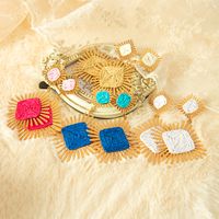 1 Pair Ethnic Style Beach Square Irregular Plating 304 Stainless Steel Raffia Gold Plated Drop Earrings main image 1