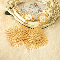 1 Pair Ethnic Style Beach Square Irregular Plating 304 Stainless Steel Raffia Gold Plated Drop Earrings main image 5