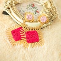 1 Pair Ethnic Style Beach Square Irregular Plating 304 Stainless Steel Raffia Gold Plated Drop Earrings sku image 4