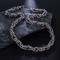 Hip-Hop Vintage Style Simple Style Circle 304 Stainless Steel Agate Wholesale Bracelets Necklace main image 5