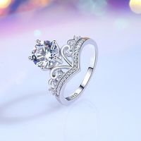 Sterling Silver Elegant Crown Inlay Moissanite Zircon Rings main image 2