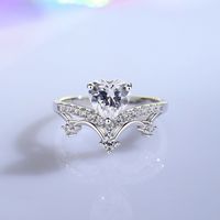Sterling Silver Simple Style Classic Style Heart Shape Crown Inlay Moissanite Rings main image 1
