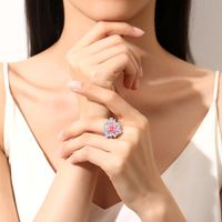 Sterling Silber Einfacher Stil Klassischer Stil Herzform Inlay Diamant Mit Hohem Kohlenstoffgehalt Ringe main image 4