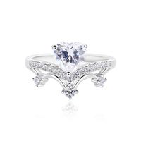 Sterling Silver Simple Style Classic Style Heart Shape Crown Inlay Moissanite Rings main image 5